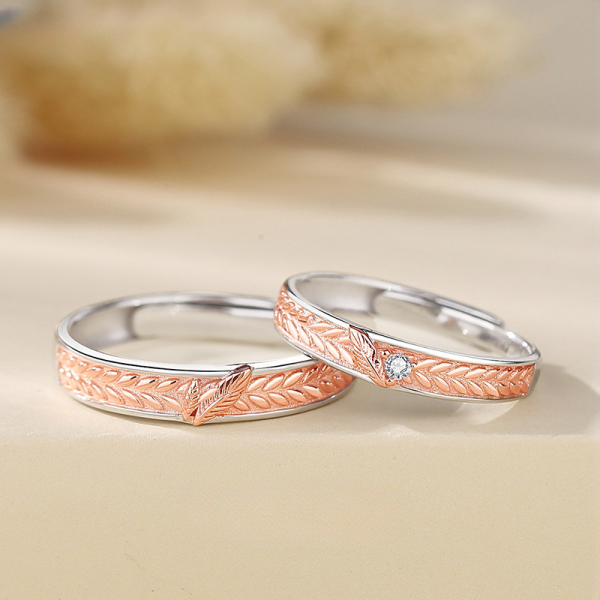 Wheat Couple Rings In 925 Sterling Silver Adjustable