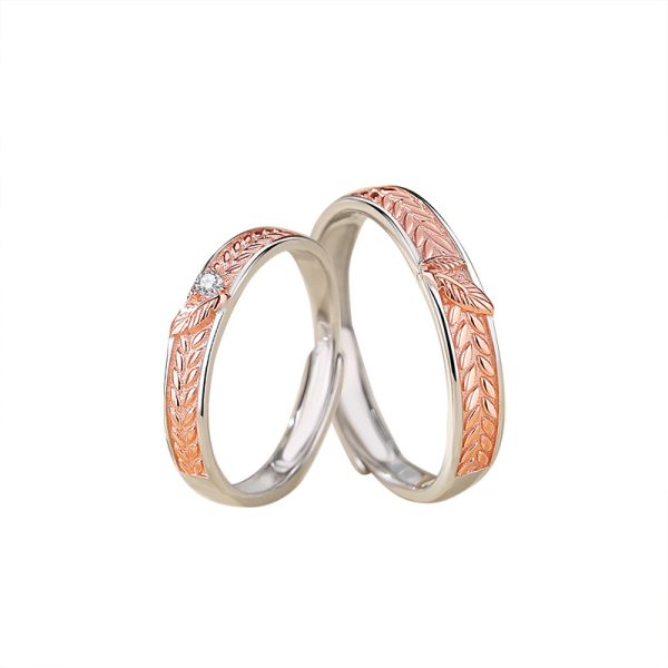 925 Sterling Silver Wheat Couple Rings Adjustable - Image 7