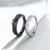 White And Black 925 Sterling Silver Ring For Couples, made of 925 sterling silver and zirconia stones, Surface features vintage-style engraved textures.