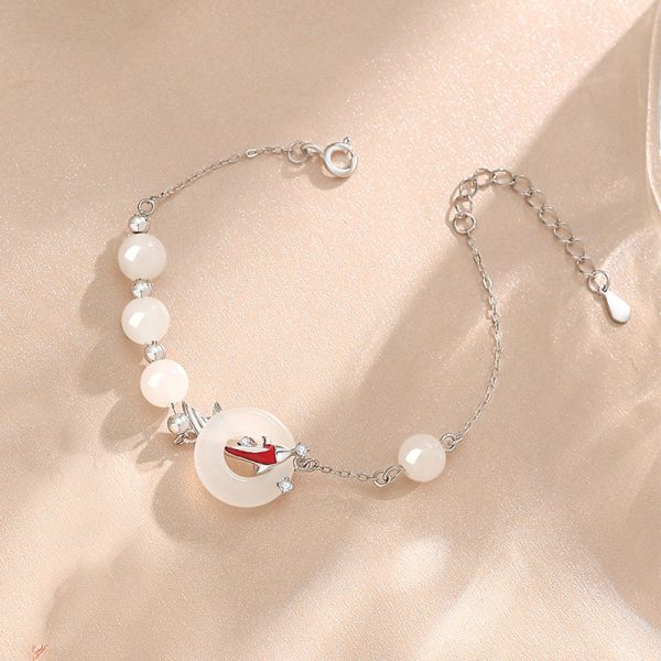 Sterling Silver White Chalcedony Bracelet With Carp - Image 5