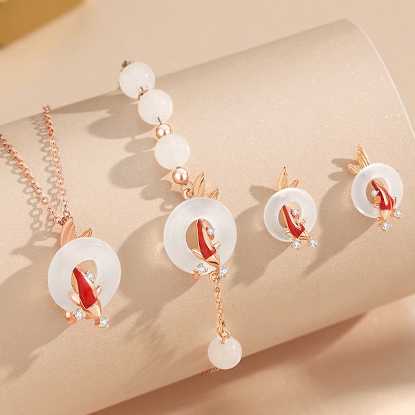 White Chalcedony & Sterling Silver Bracelet of Rose Gold