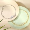 Women's Sterling Silver With Bamboo Jade Bracelet