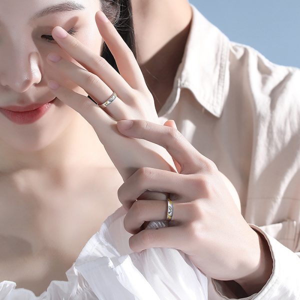 stars engagement rings In 925 sterling silver, couple wears ring view