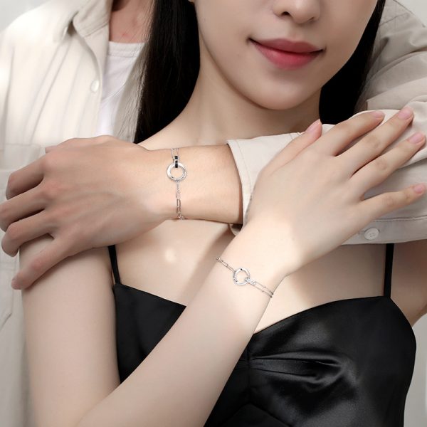 925 Sterling Silver Couple Bracelet of Eternal Love, couple wear view