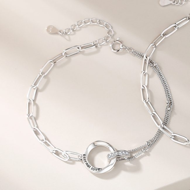 925 Sterling Silver Couple Bracelet of Eternal Love for women