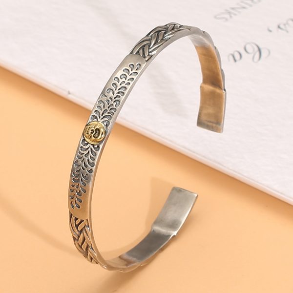 Braided Textured Bangle Bracelet In Sterling Silver