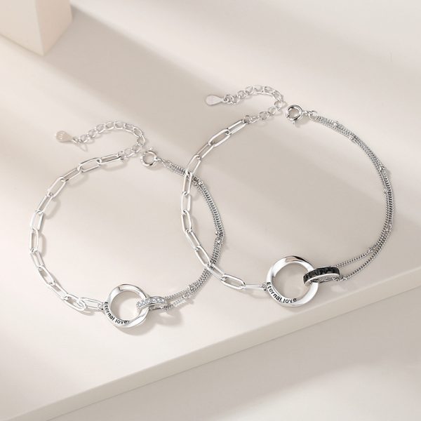 Couple Bracelet silver of Eternal Love, made of 925 sterling silver, matching design