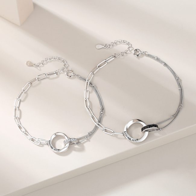 Couple Bracelet silver of Eternal Love, made of 925 sterling silver, matching design
