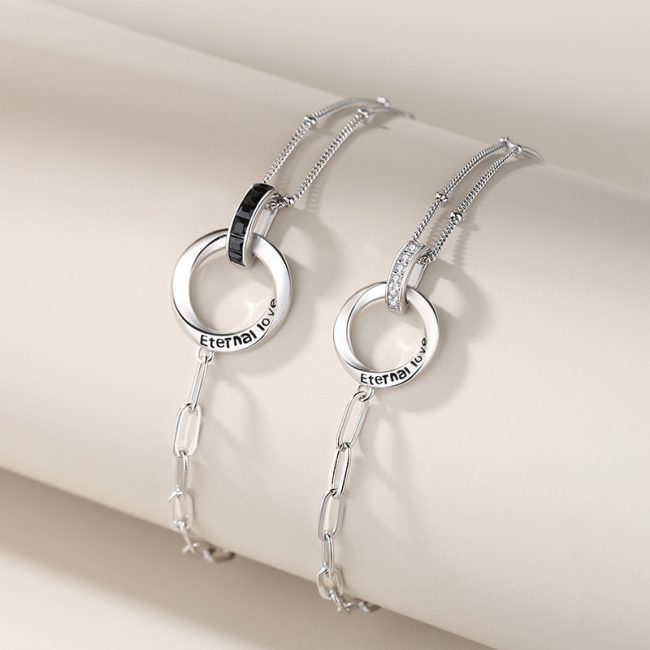 Couple Bracelets Silver of Eternal Love