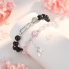 Gemstone And Silver Couple Bracelets Of Obsidian Rose Quartz