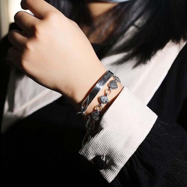 Silver Flower Bangle Wear View