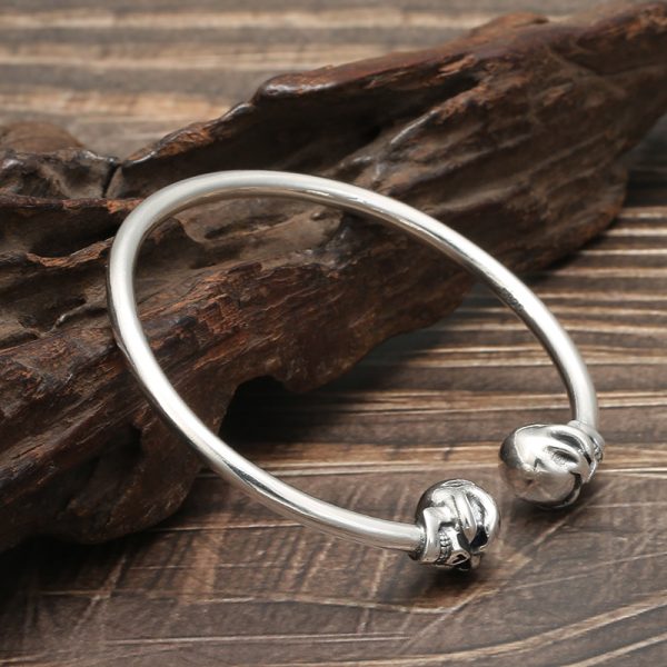 Skull Bangle bracelet In Sterling Silver