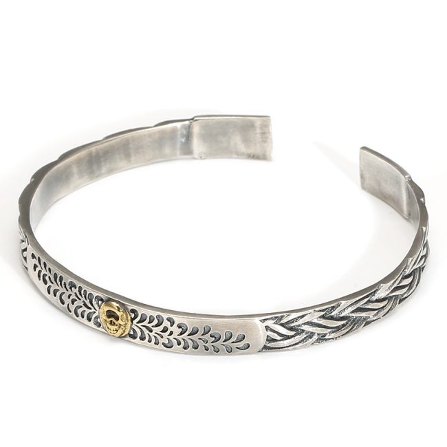 Sterling Silver Bangle Bracelet Of Braided Textured - Image 5