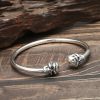 Sterling silver bangle bracelets for women, skull cuff, made of 999 sterling silver