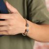 Sterling Silver Bangles Bracelets of Skull Cuff wear view