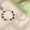 Sterling Silver Couple Bracelet Of Jade Bead, made of sterling silver and jade, weight about 10.2g