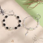 Sterling Silver Couple Bracelet Of Jade Bead, made of sterling silver and jade, weight about 10.2g