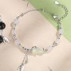 Sterling Silver Couple Bracelet Of Jade Bead For Women, weight about 5.94g, length 15.5 + 4cm