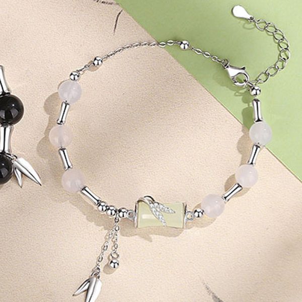Sterling Silver Couple Bracelet Of Jade Bead For Women, weight about 5.94g, length 15.5 + 4cm