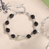 Sterling Silver Couple Bracelet Of Jade Bead For Women, weight about 10.2g, length 18 + 4cm
