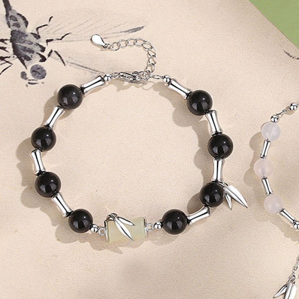 Sterling Silver Couple Bracelet Of Jade Bead For Women, weight about 10.2g, length 18 + 4cm