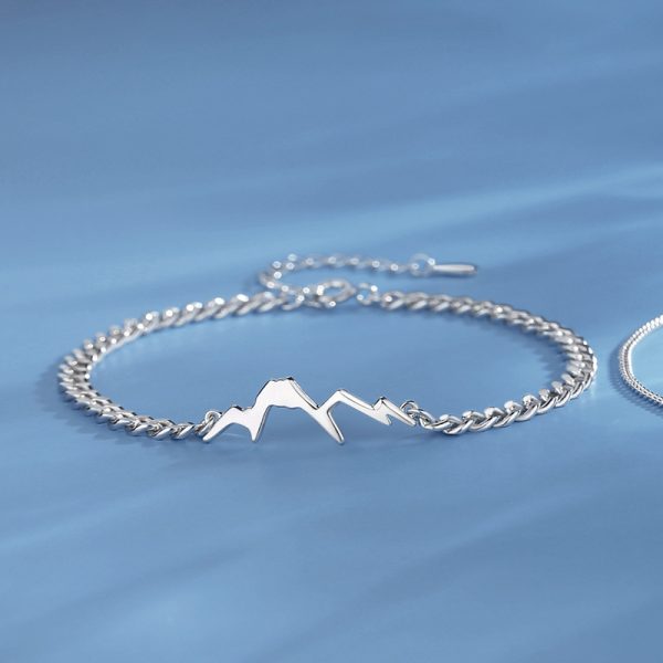 Sterling Silver Couple Bracelet Of Mountain And Sea for men