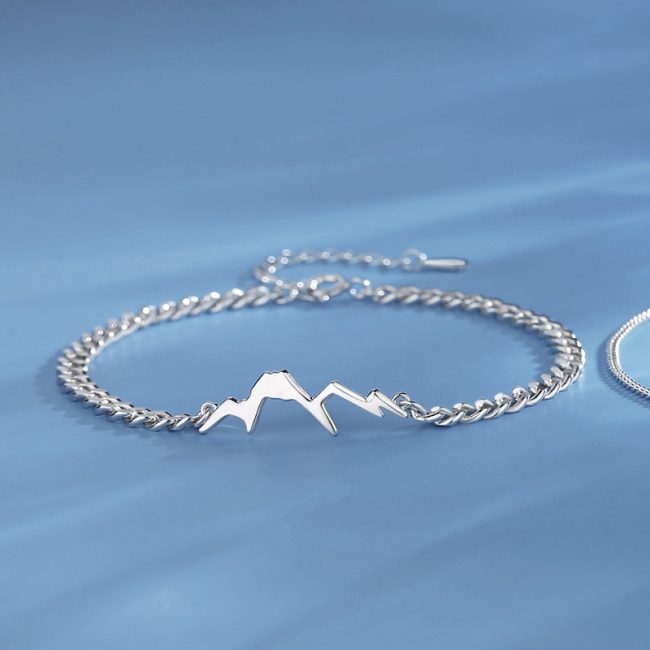 Sterling Silver Couple Bracelet Of Mountain And Sea for men