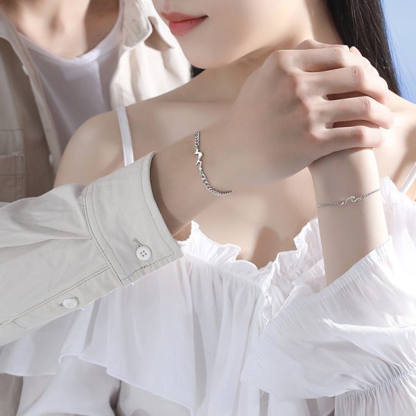 Sterling Silver Couples Bracelets Of Mountain And Sea