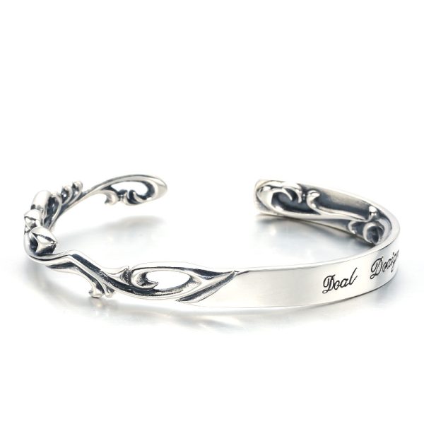Sterling Silver Bangle Bracelet Of Flower - Image 5