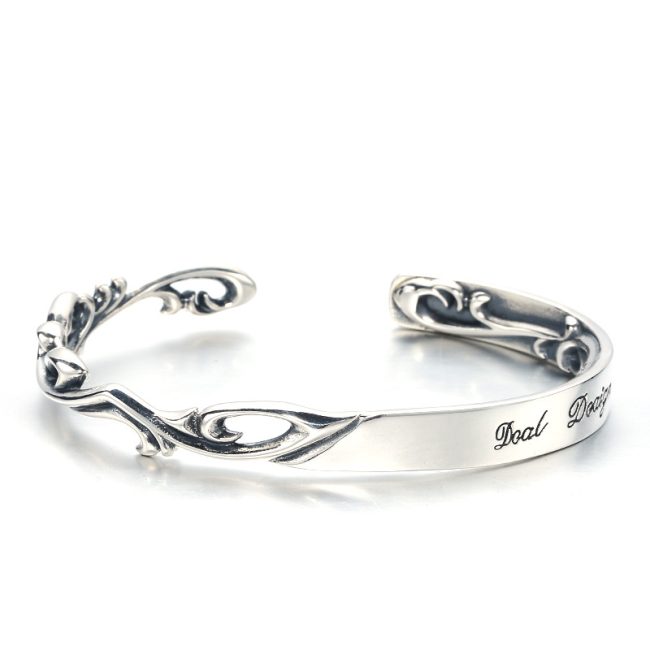 Sterling Silver Bangle Bracelet Of Flower - Image 5