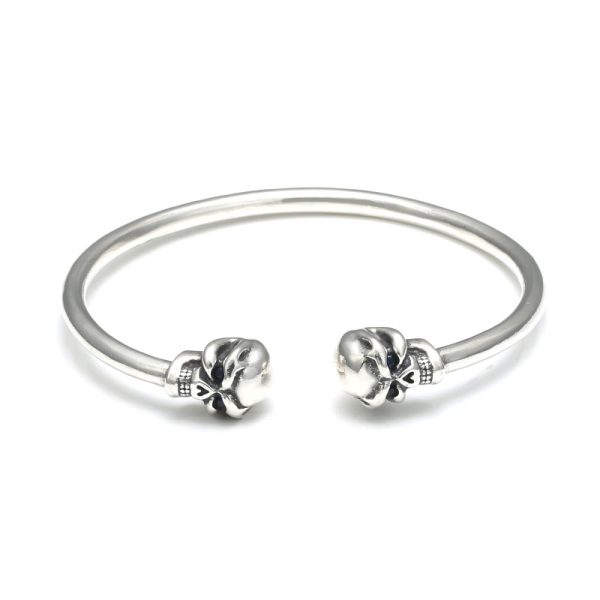 Sterling Silver Bangle Bracelet Of Skull Cuff - Image 5