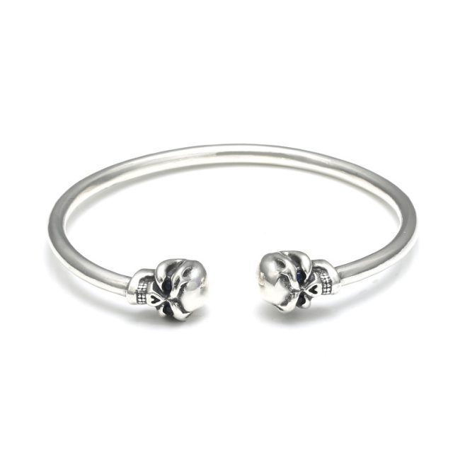 Sterling Silver Bangle Bracelet Of Skull Cuff - Image 5