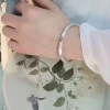 925 Sterling Silver Bangles of Carved Flowers wear