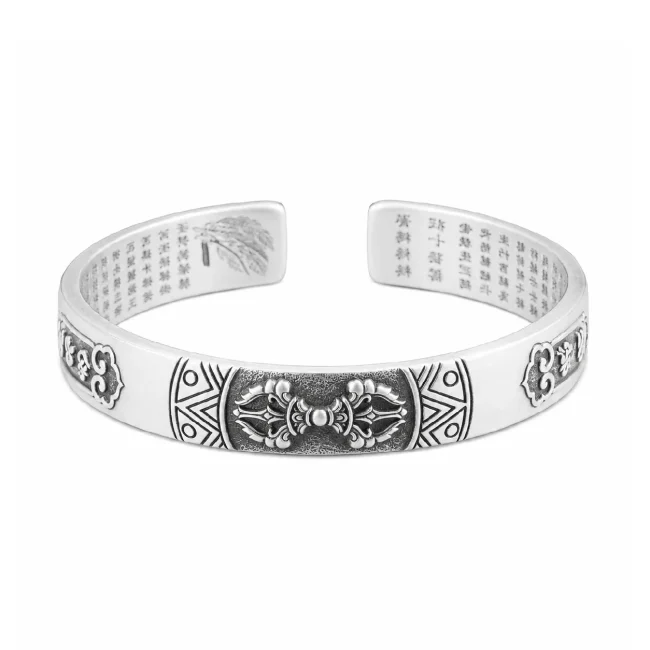 999 Pure Silver Buddhist Vajra Bangle - Cukari