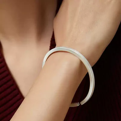 999 Pure Silver Square Bangle Wear View