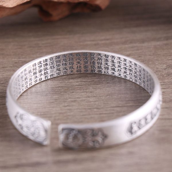 999 Sterling Silver Buddhist Vajra Bangle inner detail view