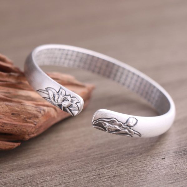 999 Sterling Silver Engraved Bangle Bracelet