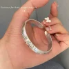 999 Sterling Silver Engraved Bangle Bracelet detail