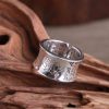 Lotus Heart Sutra Sterling Silver Ring For Men, Made Of 999 Sterling Silver