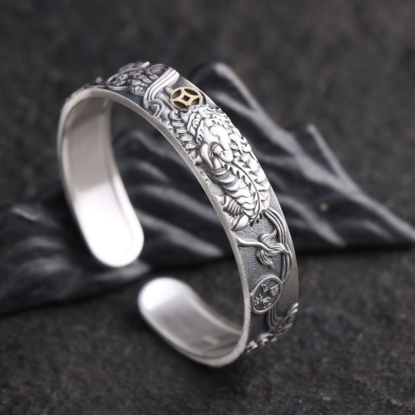 999 Sterling Silver Personalized Bangle Bracelet for Men