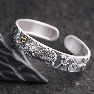 999 Sterling Silver Personalized Wide Bangle Bracelet, Genuine 999 sterling silver, high quality handmade