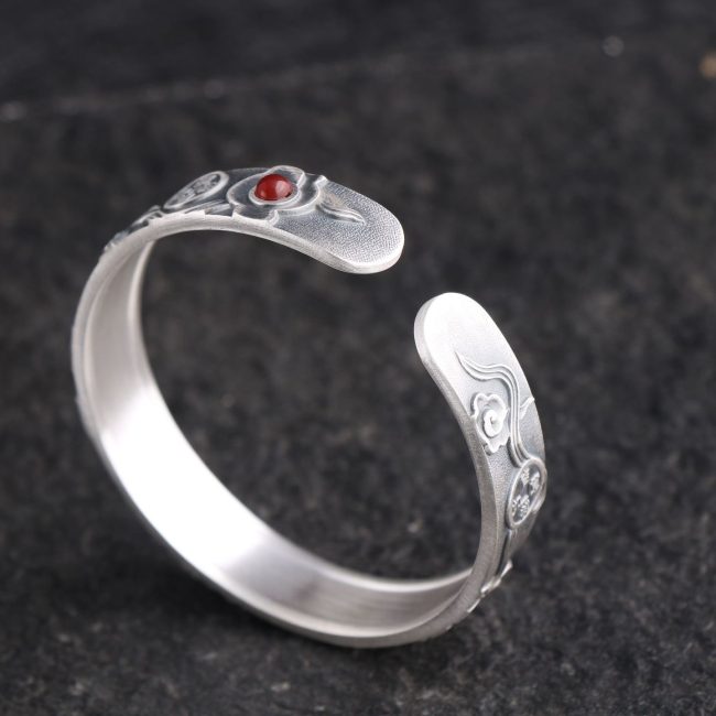 999 Sterling Silver Personalized Wide Bangle Bracelet Inner View