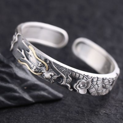 999 Sterling Silver Powerful Dragon Bangle Bracelet,. made of 999 sterling silver , weight about 50g