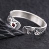 999 Sterling Silver Powerful Dragon Bangle Bracelet for men. back detail view