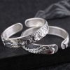 999 Sterling Silver Powerful Dragon Bangle for men， detail view image