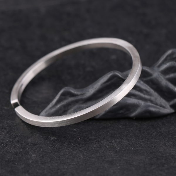 999 Sterling Silver Simple Square Bar Bangle, mens silver cuff bangle