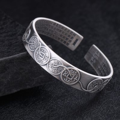 Ancient Chinese Coins S999 Silver Bangles Bracelet, made of S999 silver