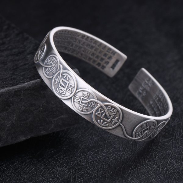 Ancient Chinese Coins S999 Silver Bangles Bracelet, made of S999 silver