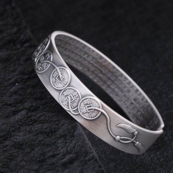 Ancient Chinese Coins S999 Silver Bangles Bracelet Left view
