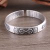 Buddhist Vajra 999 Sterling Silver Bangle for men, made of 999 sterling silver, weight about 40g